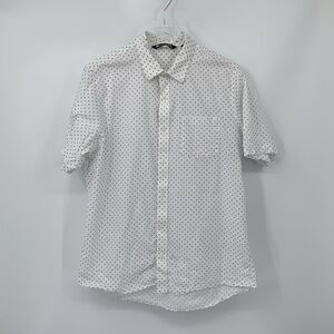 Travis Mathew short sleeve button shirt white diamond cotton collar men Large